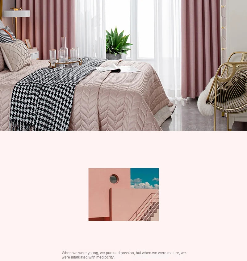 Modern Simple Balcony Drapes Light Luxury Bedroom Thick Blackout Curtain Large Area Bay Window Curtains Home Living Room Drape