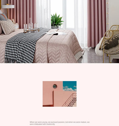 Modern Simple Balcony Drapes Light Luxury Bedroom Thick Blackout Curtain Large Area Bay Window Curtains Home Living Room Drape