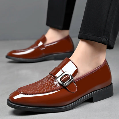 Men's Fashionable British Style Leather Shoes Slip-On Loafers Comfortable Anti-Slip Formal Derby Shoes-HT187