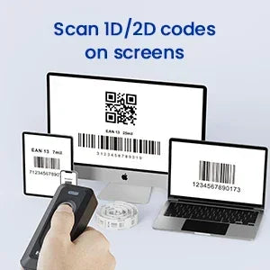 Eyoyo 2D Bluetooth Barcode Scanner Wireless Portable Mini QR Bar Code Reader Scanner with Clip 2000mAh Battery