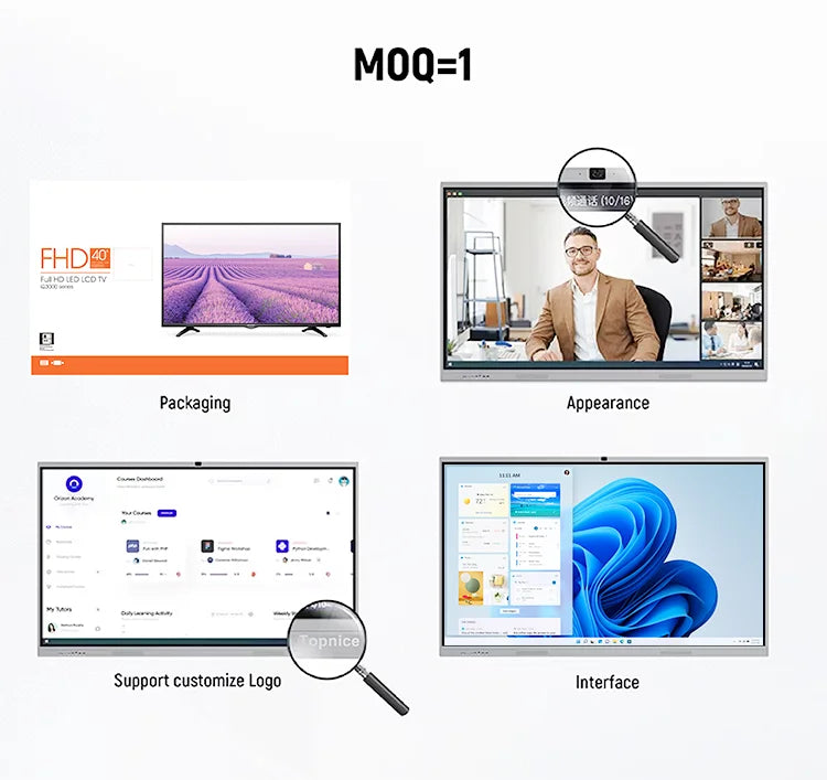Smart LED Touch TV With Android WiFi 4K 50 55 65 75 Inch Smart Touch TV-Customizable Size OEM/ODM Karaoke TV Motherboard