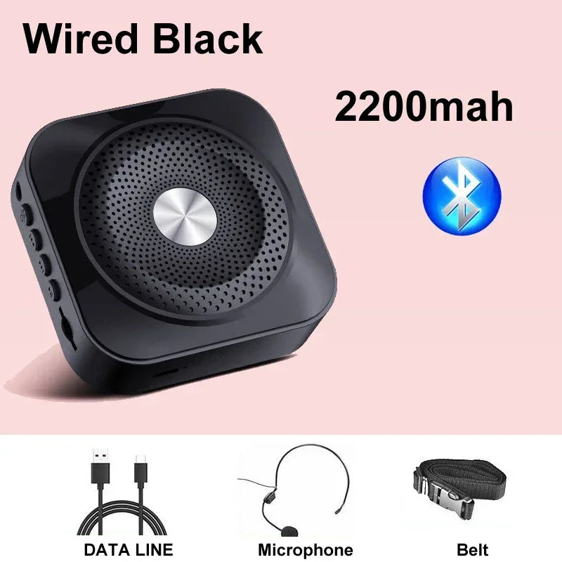 Mini Bee Megaphone Portable Charge Bluetooth4.0 Compatible Megaphone With Lavalier Microphone Waist Hanging Voice Amplifier TF