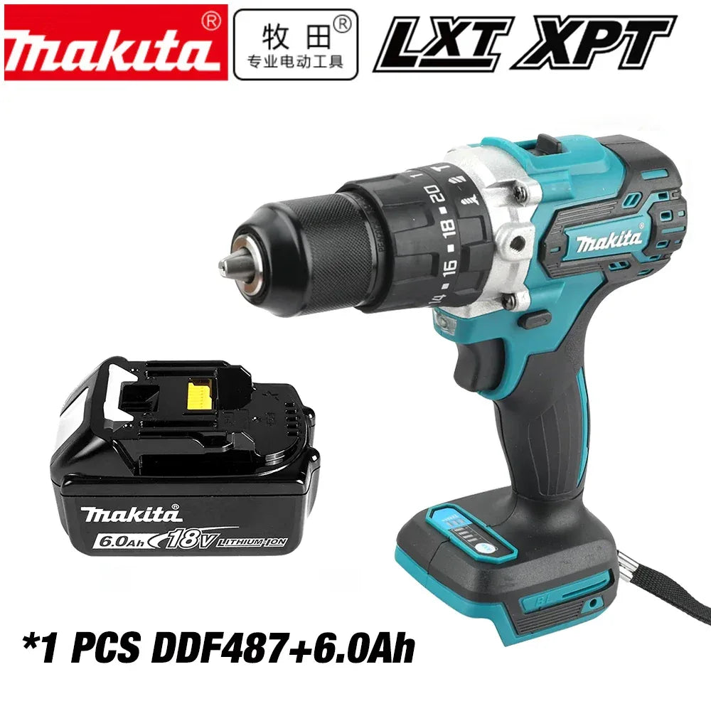 Makita DDF487 13mm brushless household 18V lithium-ion charging impact drill,high torque electric screwdriver Makita 18V battery