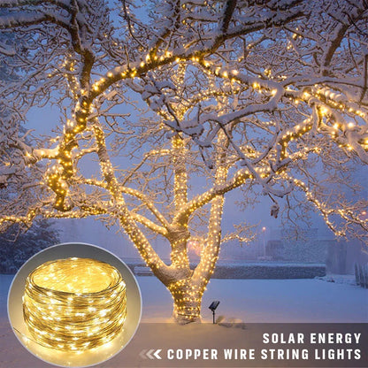 2025 Christmas 10M-100M LED Solar Fairy Lights LED String Garland Tree Decoration Light for Outdoor Garden Lawn Camping Decor