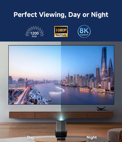 HUAWEISHI Full HD 1080P Projector 4K 1200 ANSI Android WiFi 6 Auto Focus Home Theater Projectors for Movie Meeting Video