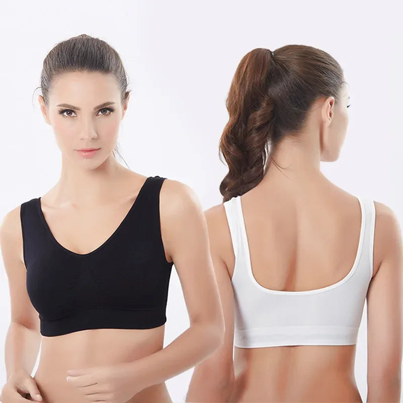 Active Women Bras Sports Plus Size Ladies Yoga Top Underwear Padded Fitness Running Vest Wire Free Brassiere S-4XL