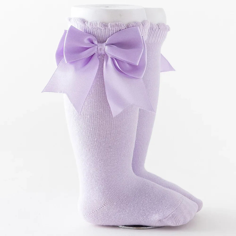 Winter Autumn Kids Knee High Socks Baby Girls Cotton Socks Big Bow Soft Toddlers Princess Children Long Socken For 0-5Years