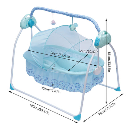 Electric Baby Cradle Auto Swing Rocker Cot Infant Sleeping Bed Swing Crib Kit Timer+Bluetooth Music+Mat+Pillow 5Gears Adjustable