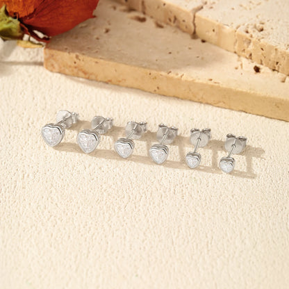 MODIAN 3 Sizes Heart Moissanite Ear Studs 925 Sterling Silver Dazzling Stackable Fashion Stud Earrings For Women Fine Jewelry