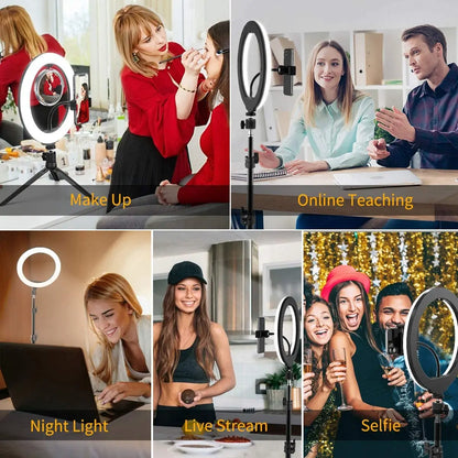 LED Selfie Ring Lighting Photographic Selfie Ring Lamp USB Remote Fill light With Tripods Stand Holder For Video Live Recording