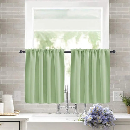 Pure Color Short Tier Curtains for Small Window Treatment Durable Short Blackout Curtain Washable Half Window Curtains