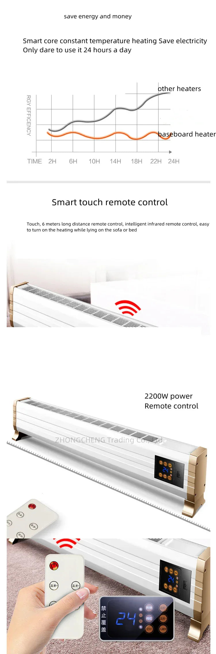 Baseboard heater household electric radiator energy-saving power-saving speed heat electric heater convection heater