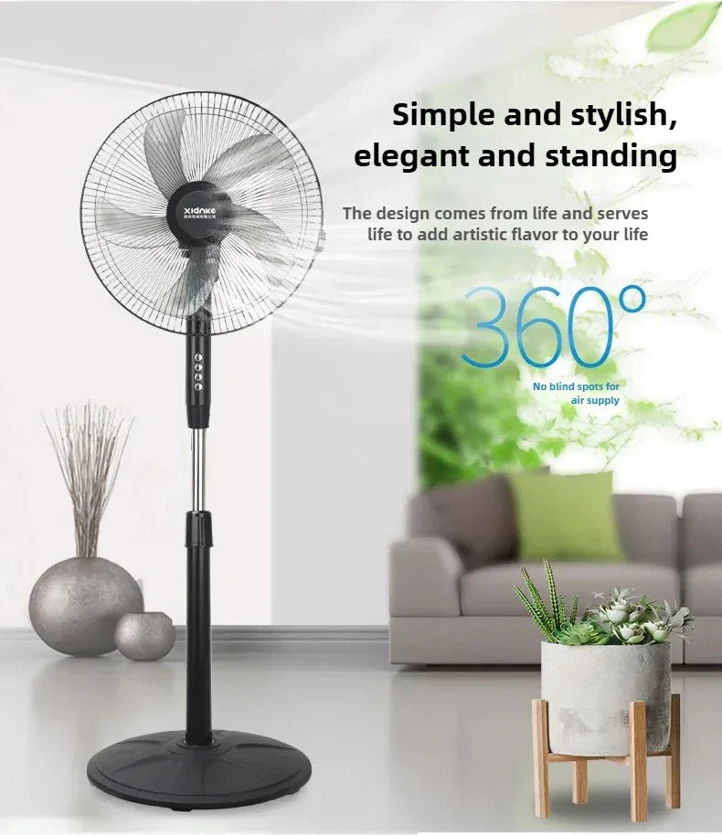 Household Silent Remote Control Standing Fan-5-Blade Powerful Oscillating Fan with Energy-Saving Motor, Adjustable Height