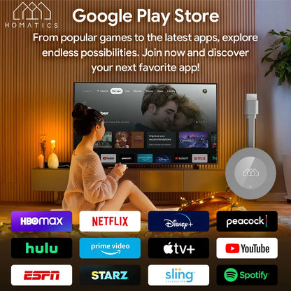 HOMATICS Dongle G 4K Google & Netflix Certified TV Stick 2GB 32GB Google TV 11 OS Amlogic S905Y4 Support AV1 4K H.265 Dolby Atmo