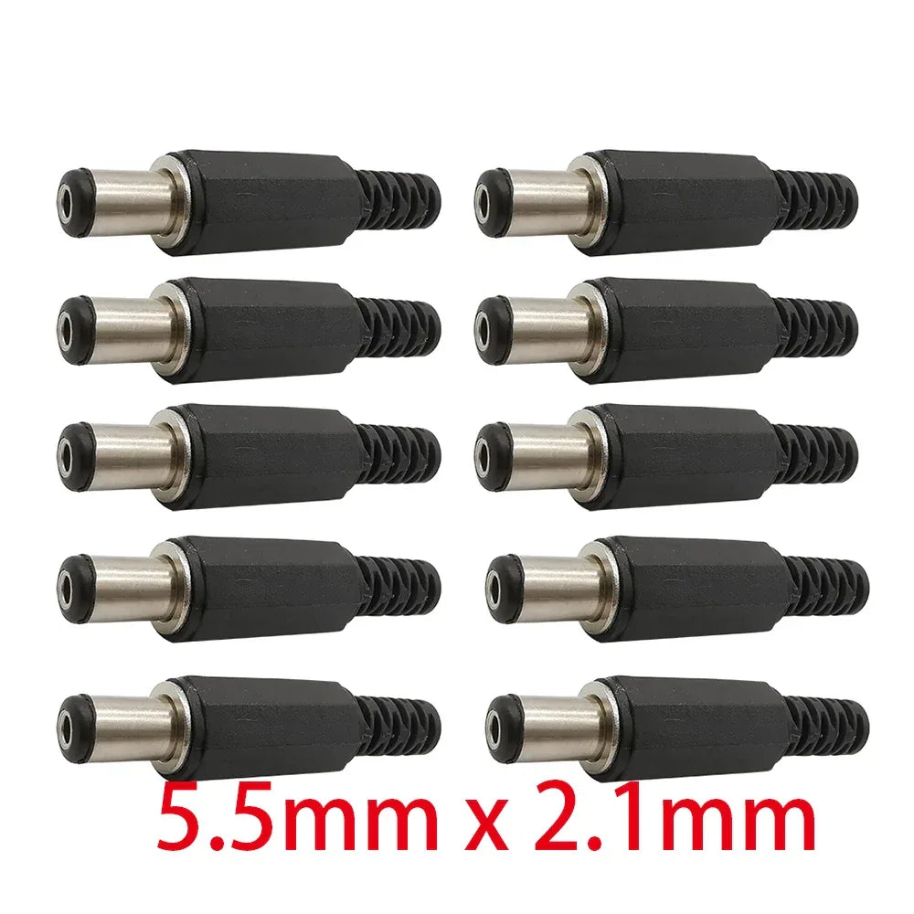 10Pcs 3.5 x 1.3mm 5.5 x 2.1mm 5.5 x 2.5mm 6.5 x 4.4mm DC Power Male Plug Jack Adapter Wire Charging Plug Electric Connector