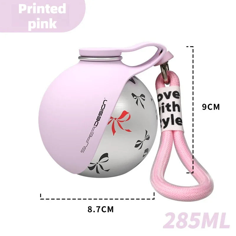 Pet Water Bottle 304 Stainless Steel Collapsible Ball Shaped Drinking Device Portable Dog Bowl  For Small Dogs Outdoor Portable