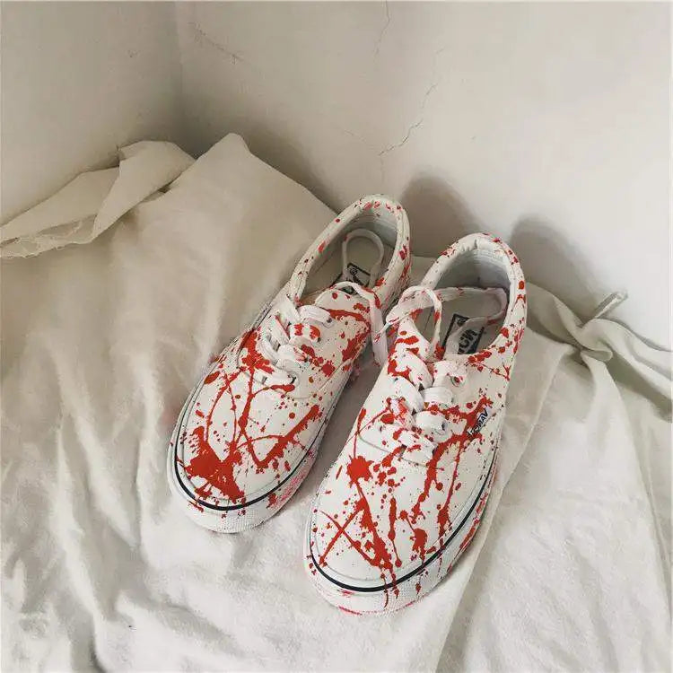 Graffiti Sneakers Men Women Black Ink Dirty Shoes Size 35-44 College Hiphop Style School Couple Shoes 2024 Spring Canvas Sneaker