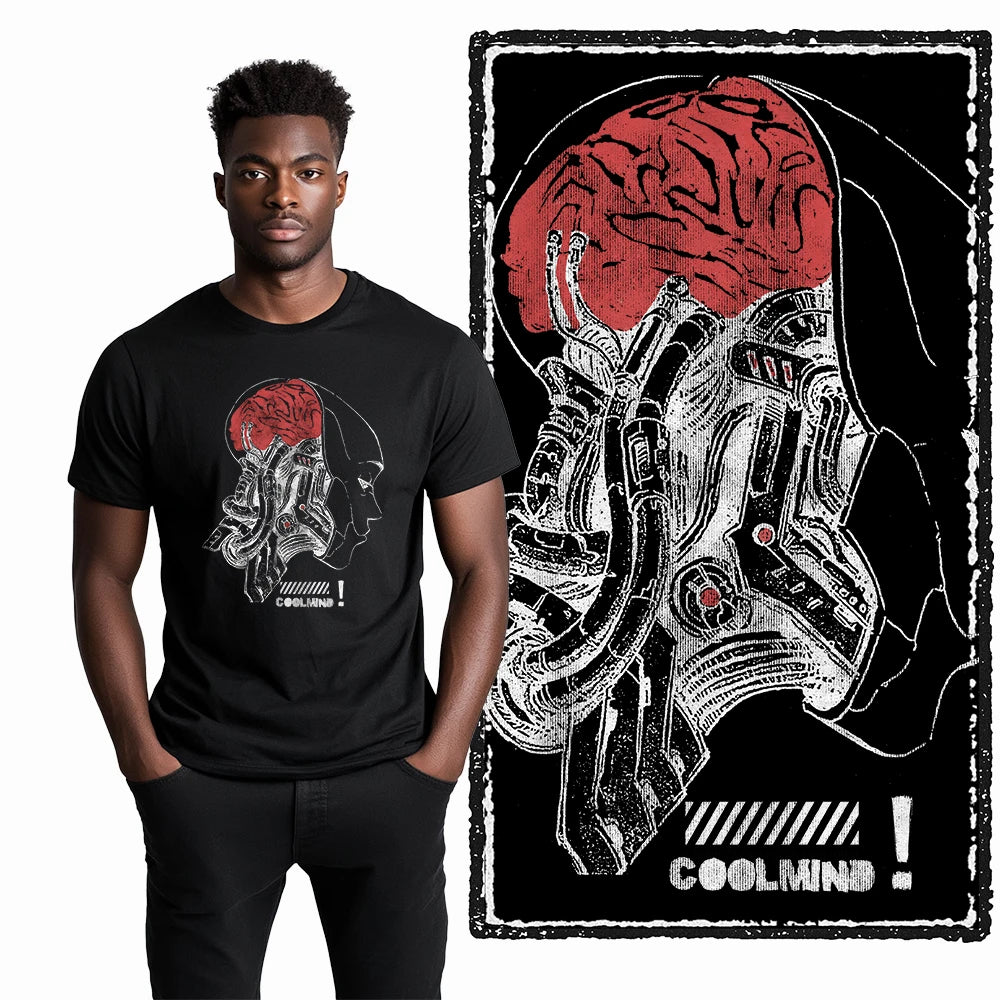 Coolmind U4 Streetwear Cool Print Exclusive Graphic T shirt fo men 100% Cotton Big Size vintage BLACK men's novelty tee shirt
