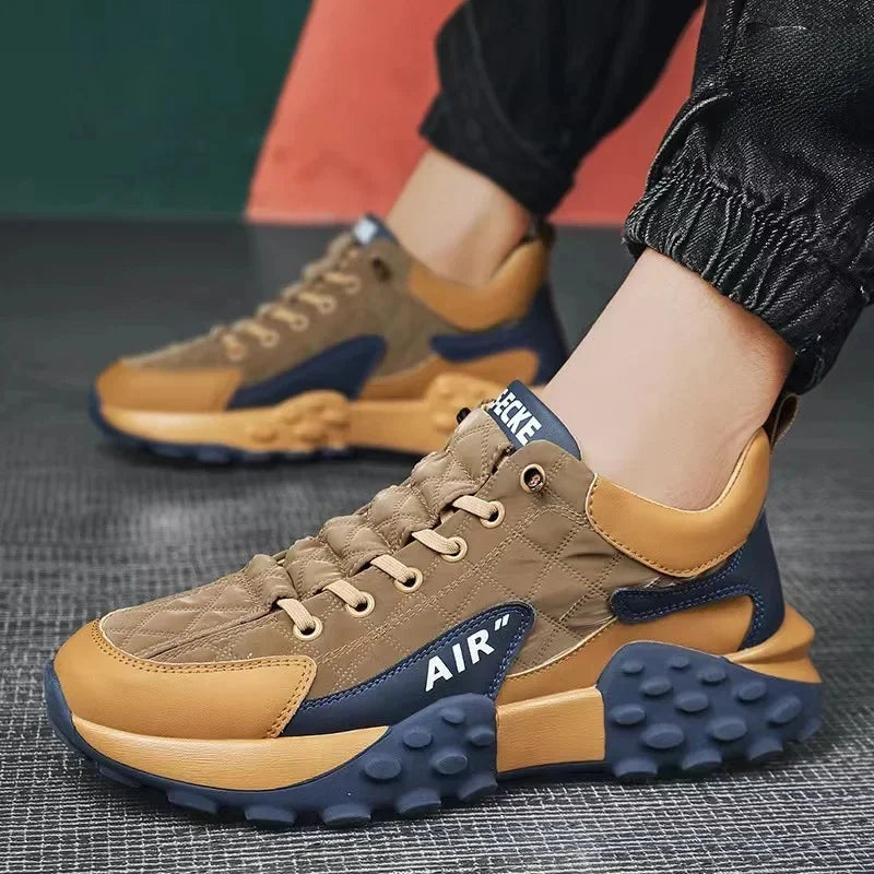 Men's Breathable Low-Top Dad Shoes with Thick Sole Comfortable Running Sneakers Korean Style Spring Season Sport Shoes