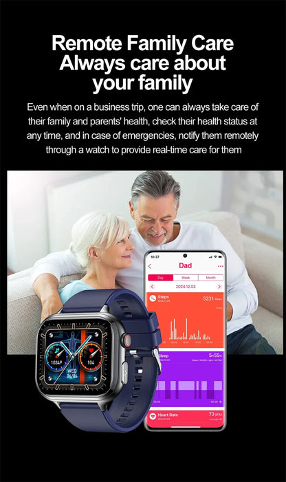 2025New Medical Grade ECG+PPG Smart Watch BMI Body Fat Uric Acid Painless Non-invasive Blood Sugar Monitoring Calling Smartwatch