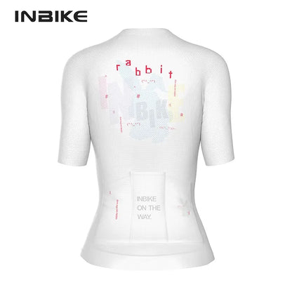 INBIKE Summer New Bicycle Short Sleeve Jersey Quick Drying Women's MTB Cycling Jersey Breathable Biking Clothing with 3 Pockets
