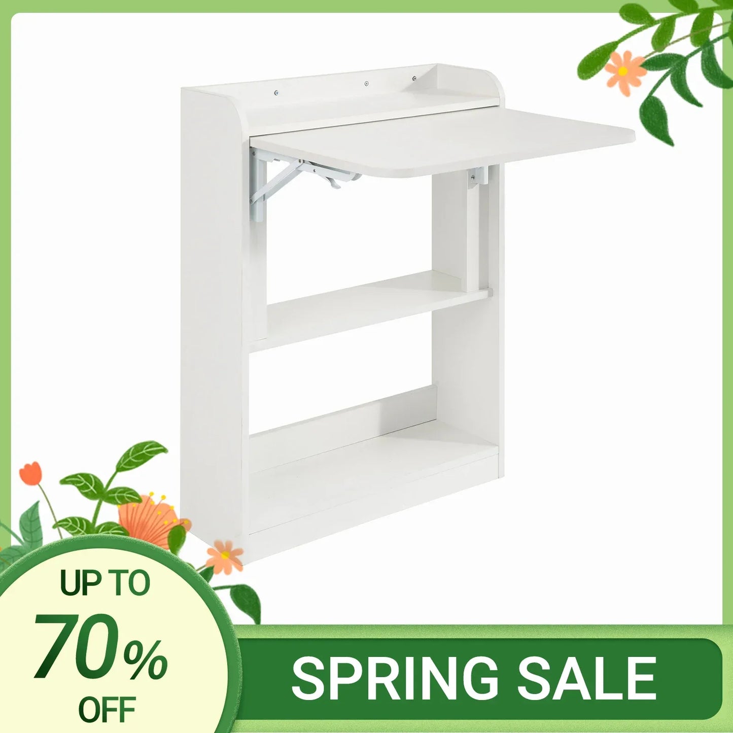 SoBuy FWT92 Folding Computer table table with shelves Folding table work table office table for home office wall table