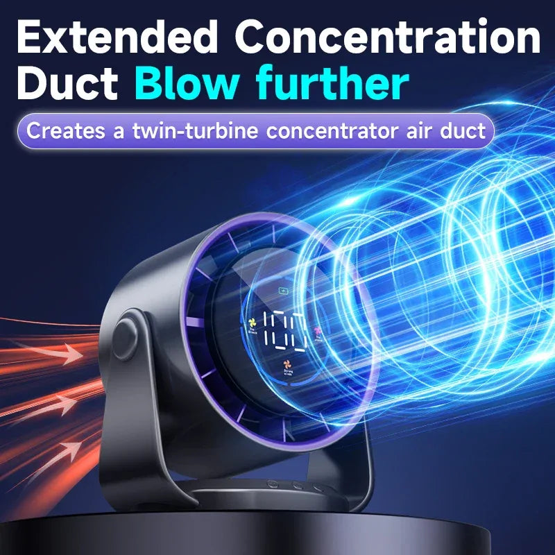 Rechargeable Portable Desktop Fan Digital Multi-Speed Cooling Fan for Indoor Outdoor Home Office Use