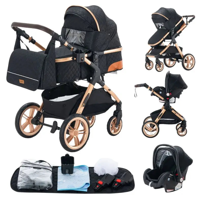 Newest Baby Stroller 3 in1 Multifunctional Stroller Easy Folding Travel Portable Baby Carriage Safety Seat EU Standard
