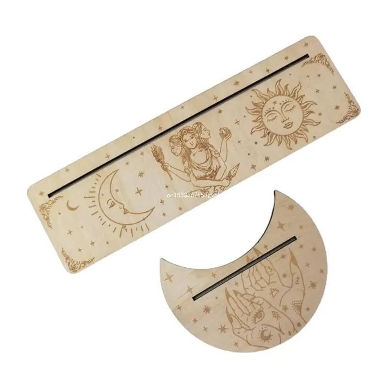 Wooden Stand for Tarot Moon Shape Rectangle Card Set Altar Stand Wood Display Witch Divination Tools Game Accessories Wholesale