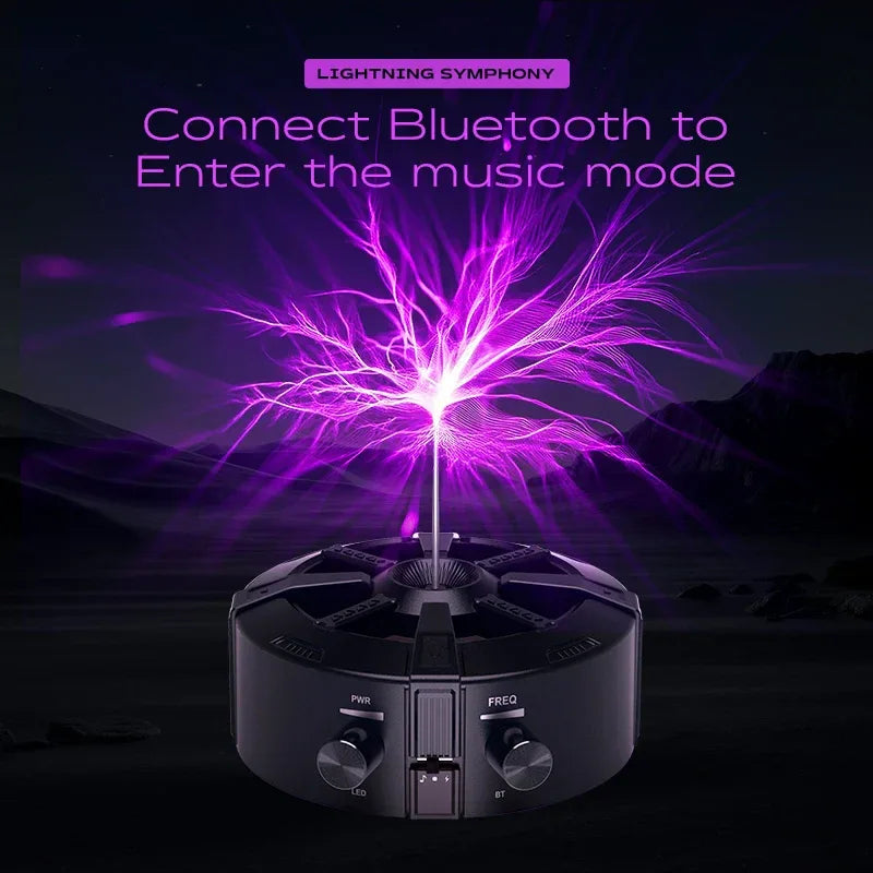 Tesla Coil Arc Music Box - Wide Voltage 110-240V, Bluetooth 5.3 Wireless+SD Card Lightning Purple Visual Arrangement.