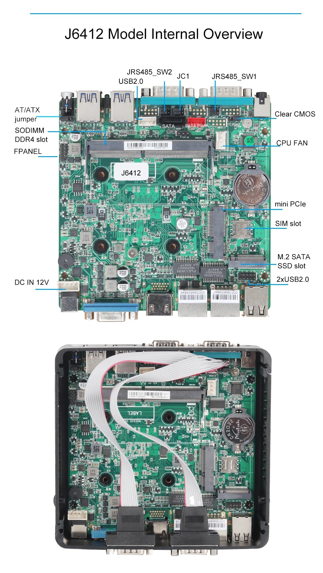 Fanless Industrial PC Intel J6412 N2840 J2900 4xCOM RS232 RS485 6xUSB 2x LAN HDMI VGA Mini PCIe WiFi 4G LTE GPIO Windows Linux