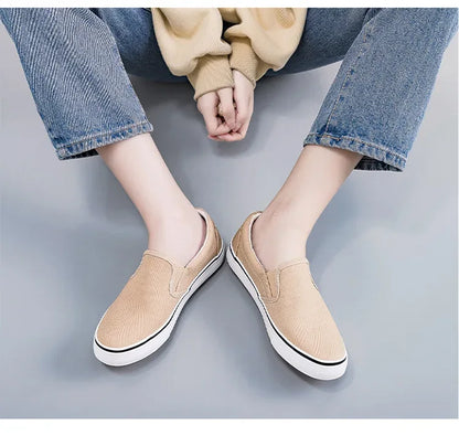 Hand-Painted Canvas Shoes Elastic Unisex Spring 2025 Style Korean Version Flat Heel Breathable Cotton Lined All-Season Footwear