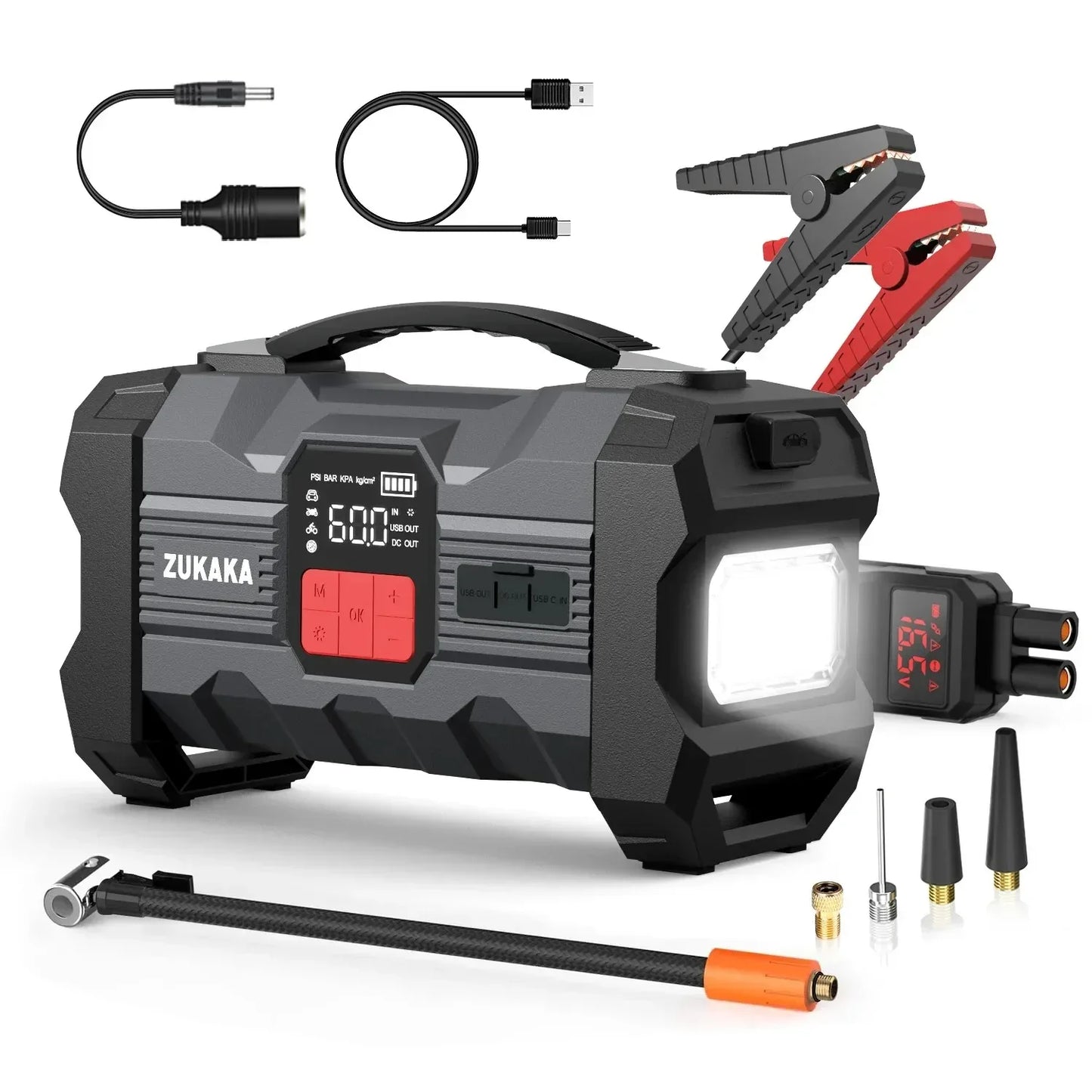 26800mAh Jump Starter with Air Compressor 4000A Booster Tyre Inflator Portable Car Battery Power Bank Charger Air Pump