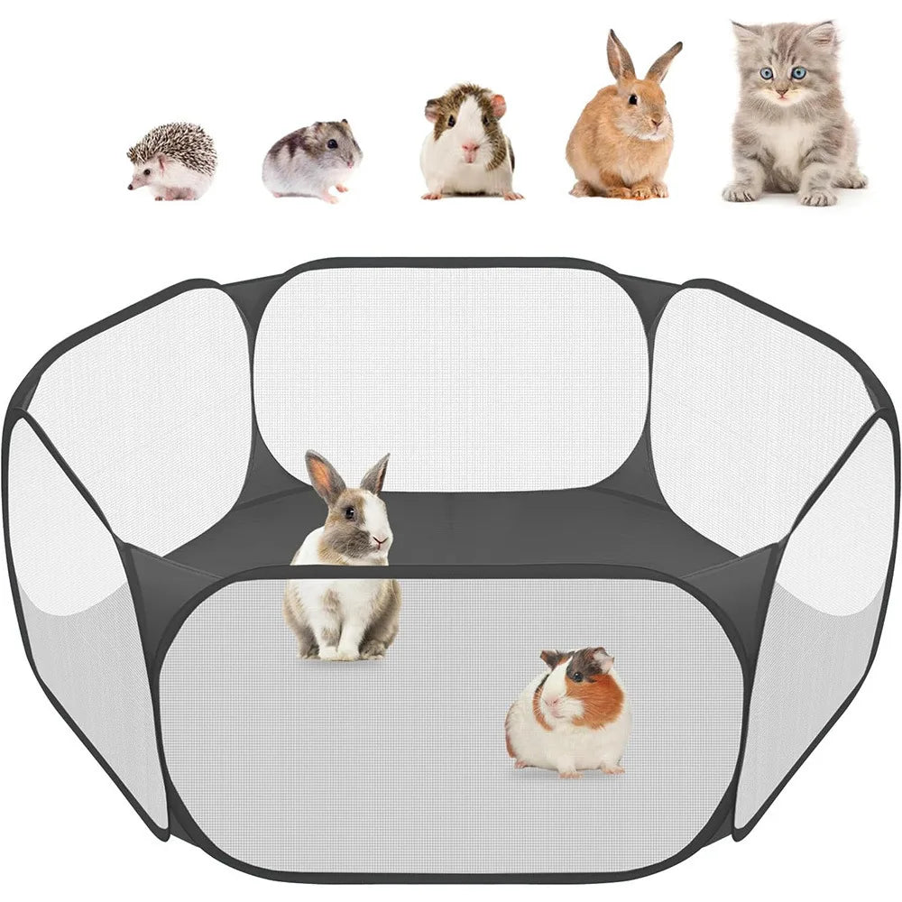 Foldable Open Pet Playpen Portable Transparent Pet Cage Yard Fence for Dog Cat Rabbit Hamster Guinea Pig Indoor Outdoor