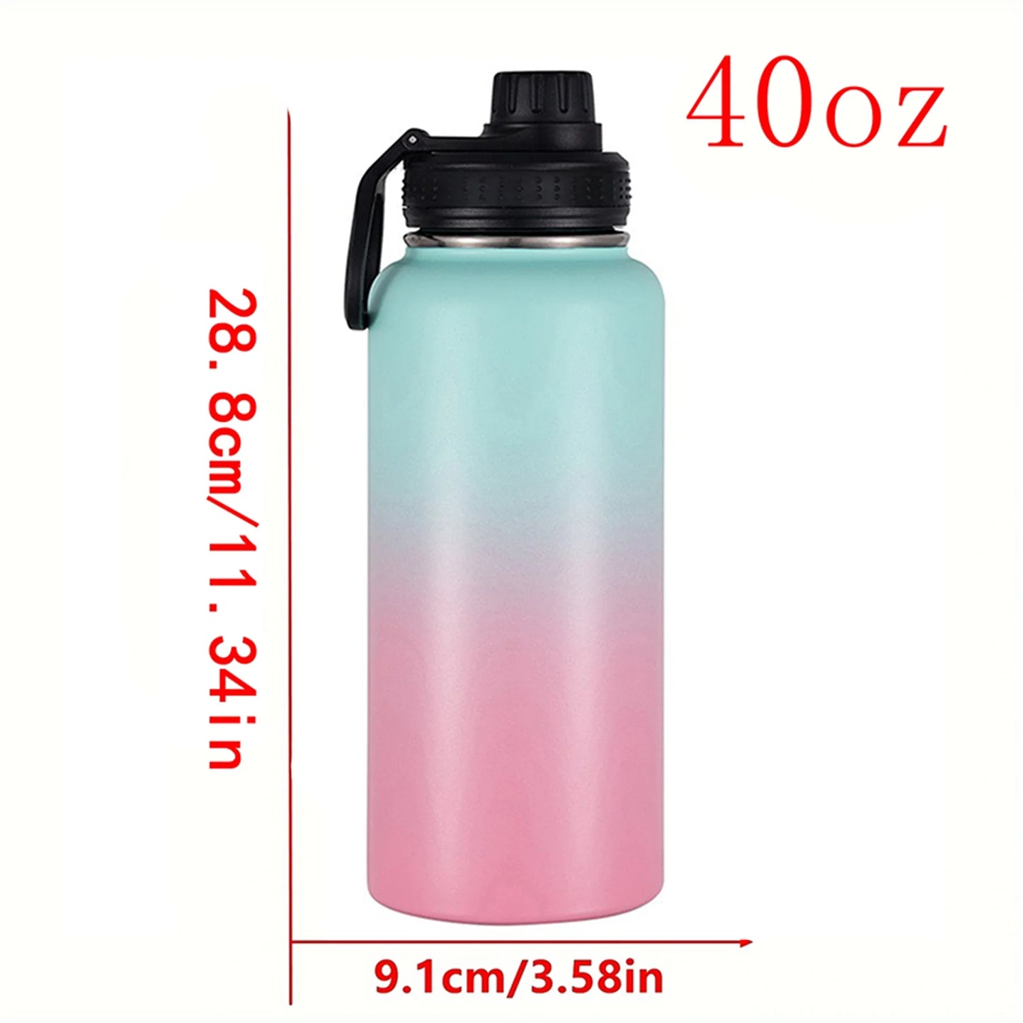 1 40oz Sports Portable Water Bottle, Suitable for Outdoor Camping and Other Sports, Cold-Keeping Bottle, Space Bottle, 1200ml Wide-Mouth Bottle, with Three-Finger Lid, Cycling Water Bottle