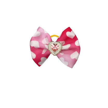 50/100pc Valentine's Day Dog Hair Accessories Diamond Dog Hair Bows Pink Love Style Pet Dog Ribbon Bow Rubber Bands Dog Supplies