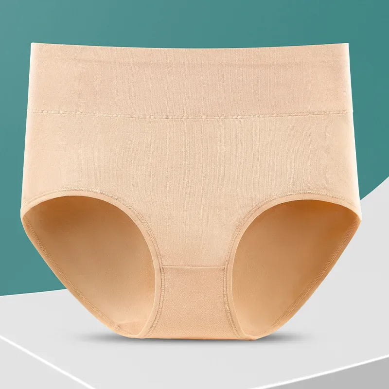 3Pcs Plus Size Women's Cotton Underwear High Waisted Tummy Control Panties Full Coverage Briefs Jacquard Ladies Panty L-5XL