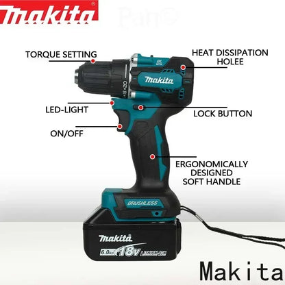 Makita DDF487 18V 10mm Brushless Cordless Drill Driver, Original 2-in-1 Drill & Screwdriver Tool (Batteries Not Included)