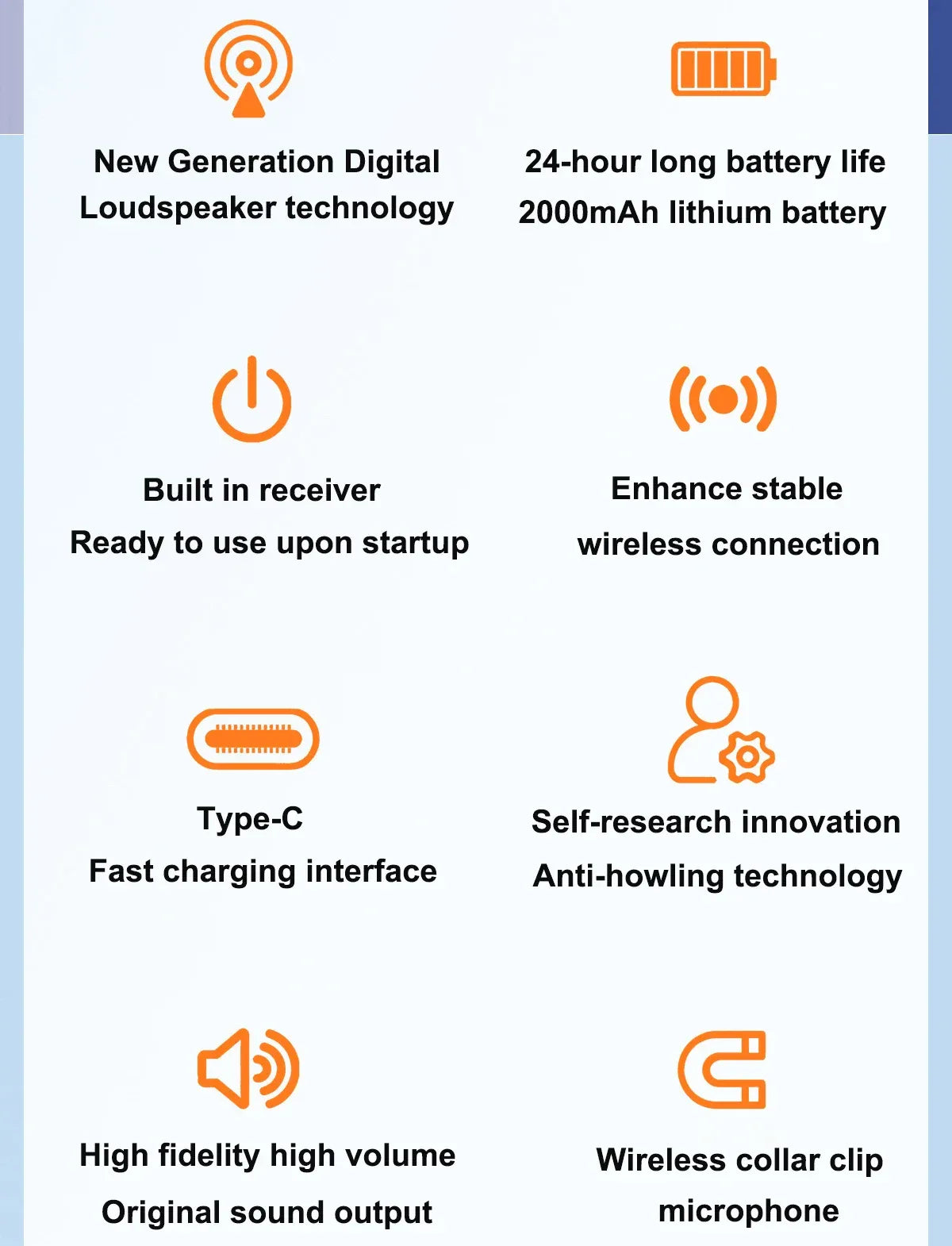 Portable Magnetic Megaphone Voice Amplifier Mini Audio Speaker with Microphone Rechargeable Loudspeaker for Teachers Tour Guider