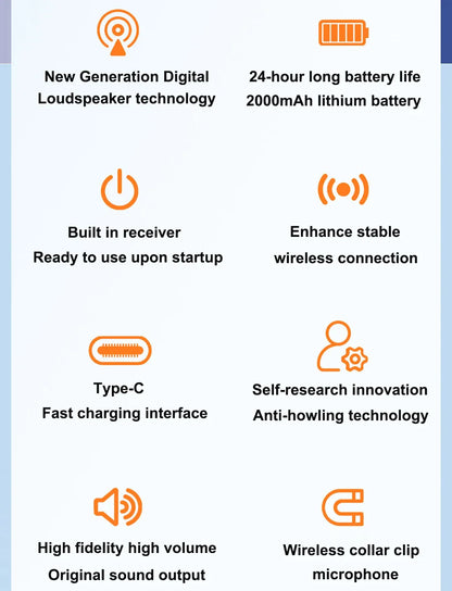 Portable Magnetic Megaphone Voice Amplifier Mini Audio Speaker with Microphone Rechargeable Loudspeaker for Teachers Tour Guider