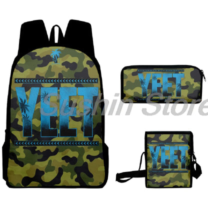 Jey Uso Yeet Merch Backpack 3pcs/set Rucksack Crossbody Bag Women Men Casual Daypack Unisex Packsack Travel Bags