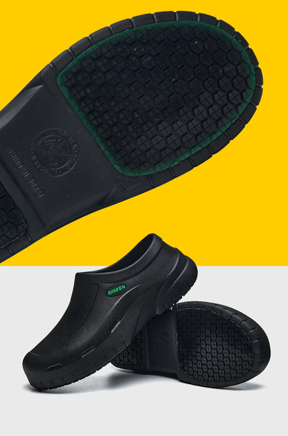 Men's Chef Shoes Waterproof Slip-On Lightweight Soft Anti-Slip Kitchen Hotel Work Shoes Easy to Wear Comfortable Food Service Fo