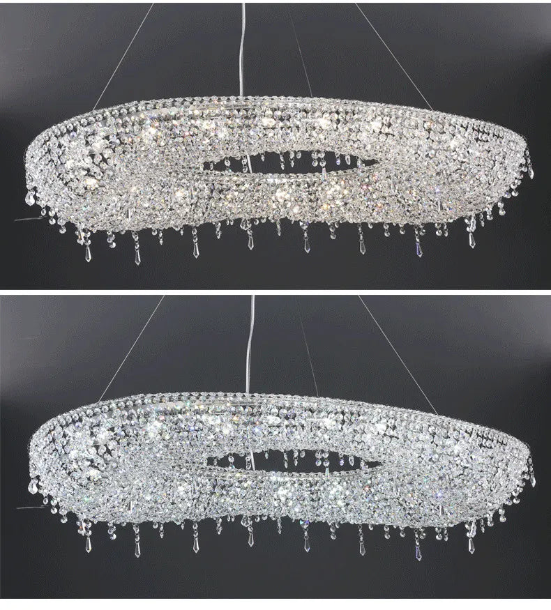 2025 Modern Luxury Round Oval Crystal Chandelier For Living Dining Room Chrome Luster LED Pendant Lights Hotel Duplex Villa Lamp