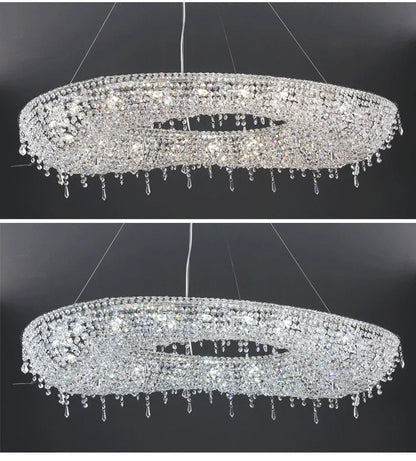 2025 Modern Luxury Round Oval Crystal Chandelier For Living Dining Room Chrome Luster LED Pendant Lights Hotel Duplex Villa Lamp
