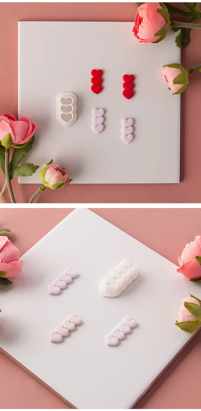 Valentine's Day Series Soft Ceramic Clay Molds Heart Jewelry Pendant Shape Cutting Mold DIY Polymer Clay Cutters Handmade Tools