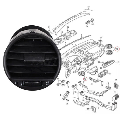 For VW Caddy 2004-2015 Car Front Dashboard Air Vent Grill Cover 2K0819703B 3VEX7039AA Air Conditioner Outlet A/C Air Vents