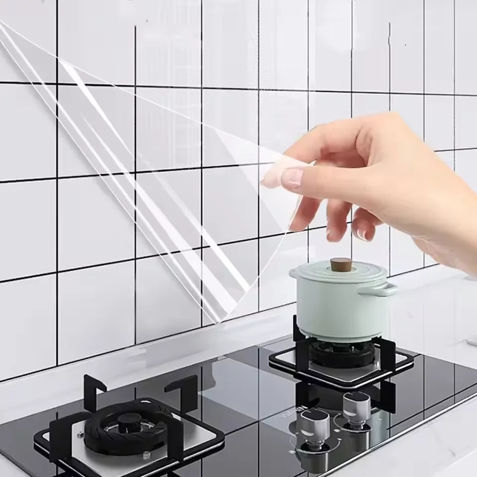 1 roll of transparent waterproof anti fouling electrostatic adsorption wall sticker for kitchen living room and household use