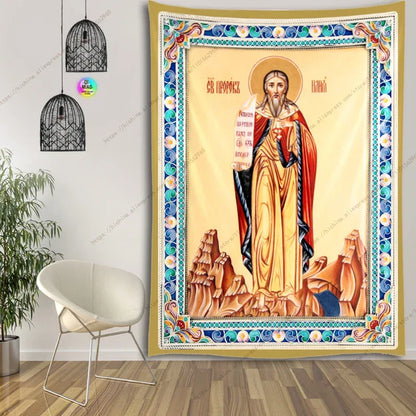 Icon of Christ Tapestry Jesus Easter Wall Decor God Home Decoration  Blessed Virgin Mary Wall Tapestries Christmas Room Decor