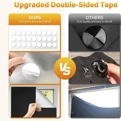 Blackout Curtain Self-adhesive Cooling Window Shades With Silver Coate For Living Room Bedroom Home Window Film Cloth