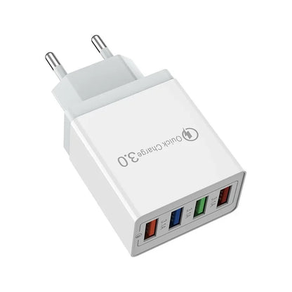 Fast 4 USB Charger Quick Charge 3.1A QC 3.0 For Xiaomi iPhone 14 13 Samsung Tablet Mobile EU Plug Fast Charging Charger Adapter